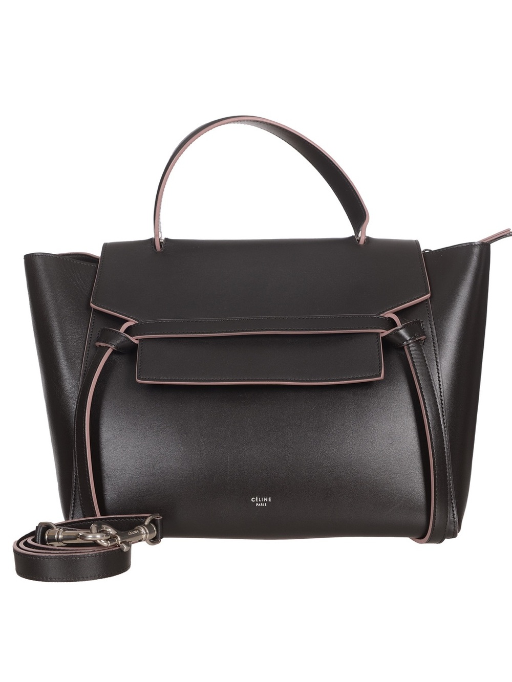 ♥️Celine Mini Black Leather Top-Handle Satchel with Pink Trim♥️